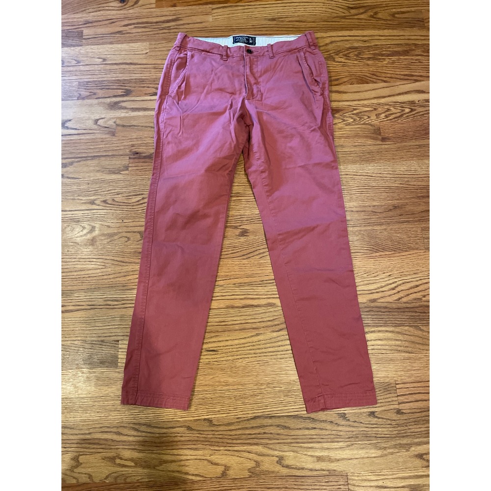 Abercrombie & Fitch Mens Chino Pants 30x30 Pink Felix Super Slim‎ Stretch